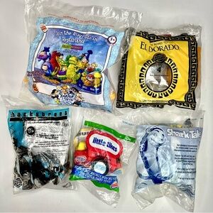 (5) Vintage Burger King Toys, Sealed, Mixed, 2000,2004 Rugrats, Shark Tales, etc